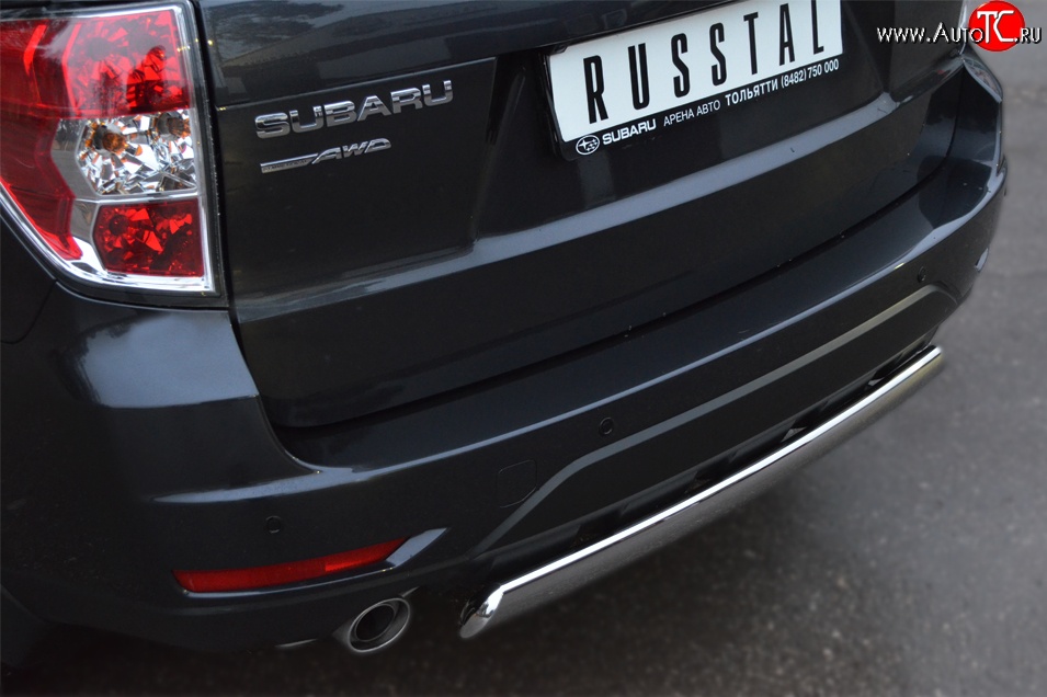 16 599 р. Защита заднего бампера (Ø75x42 мм, нержавейка) Russtal Subaru Forester SH (2008-2013)  с доставкой в г. Воронеж