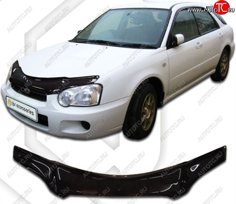 2 159 р. Дефлектор капота (GD2, GDA) CA-Plastiс  Subaru Impreza ( GD,  GG) (2002-2005) седан 1-ый рестайлинг, хэтчбэк 1-ый рестайлинг (Classic черный, Без надписи)  с доставкой в г. Воронеж