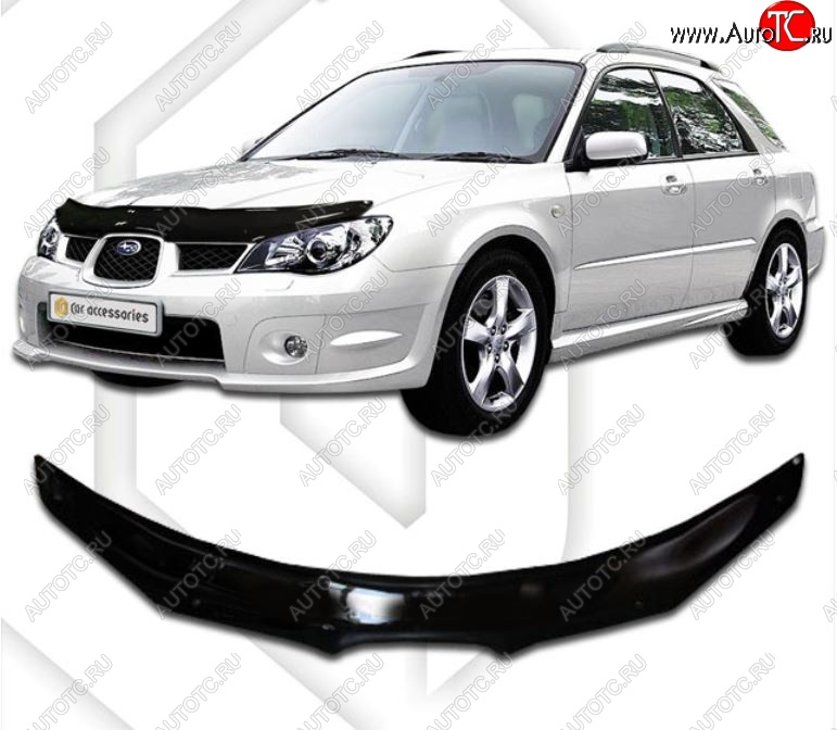 1 999 р. Дефлектор капота CA-Plastiс  Subaru Impreza ( GD,  GG) (2005-2007) седан 2-ой рестайлинг, хэтчбэк 2-ой рестайлинг (Classic черный, Без надписи)  с доставкой в г. Воронеж