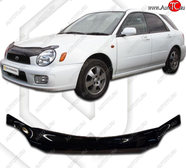 2 079 р. Дефлектор капота (GGA, GGB) CA-Plastic  Subaru Impreza ( GD,  GG) (2000-2002) седан дорестайлинг, хэтчбэк дорестайлинг (Classic черный, Без надписи)  с доставкой в г. Воронеж