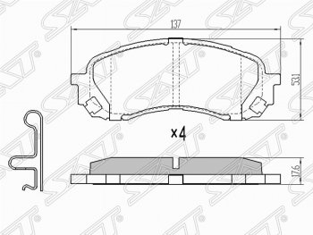 1 079 р. Колодки тормозные (передние) SAT (Китай) Subaru Forester SH (2008-2013)  с доставкой в г. Воронеж. Увеличить фотографию 1