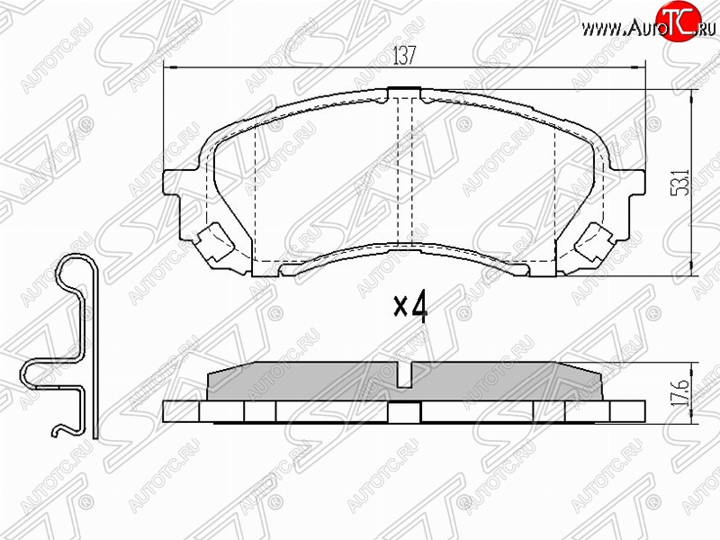 1 079 р. Колодки тормозные (передние) SAT (Китай) Subaru Forester SH (2008-2013)  с доставкой в г. Воронеж