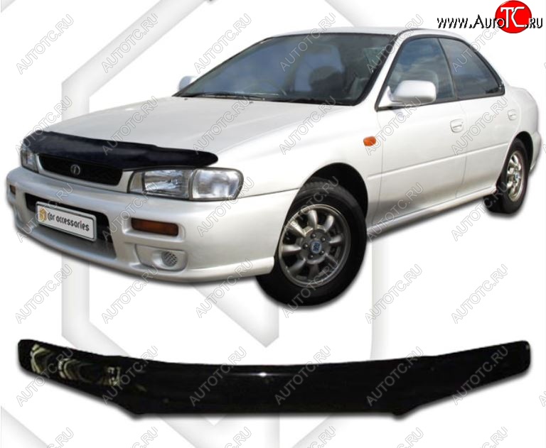 1 999 р. Дефлектор капота (GC1-GC8) CA-Plastic  Subaru Impreza  GC (1992-2000) седан (Classic черный, Без надписи)  с доставкой в г. Воронеж