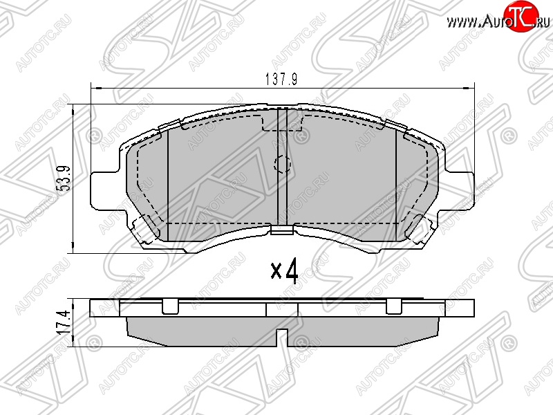 1 099 р. Колодки тормозные SAT (передние)  Subaru Impreza ( GC,  GD) - Outback ( BH/BE12,  BP)  с доставкой в г. Воронеж