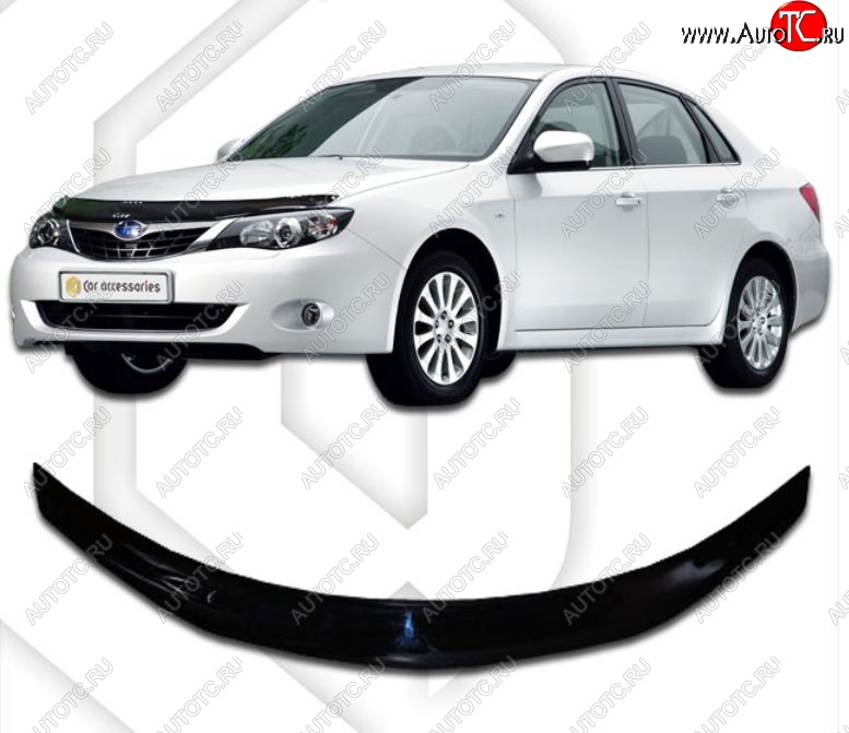 1 899 р. Дефлектор капота CA-Plastiс  Subaru Impreza ( GE,  GH) (2007-2012) седан, хэтчбэк (Classic черный, Без надписи)  с доставкой в г. Воронеж