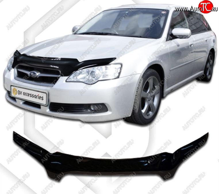 2 159 р. Дефлектор капота CA-Plastic  Subaru Legacy ( BL/B13,  BL,B13) (2003-2009) дорестайлинг седан, рестайлинг седан (Classic черный, Без надписи)  с доставкой в г. Воронеж