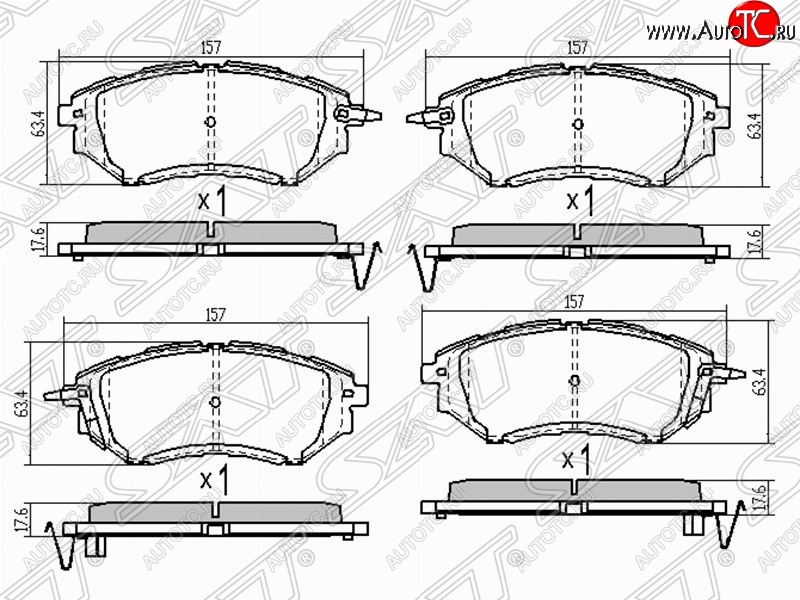 1 469 р. Колодки тормозные (передние) SAT Subaru Legacy BL/B13 дорестайлинг седан (2003-2006)  с доставкой в г. Воронеж