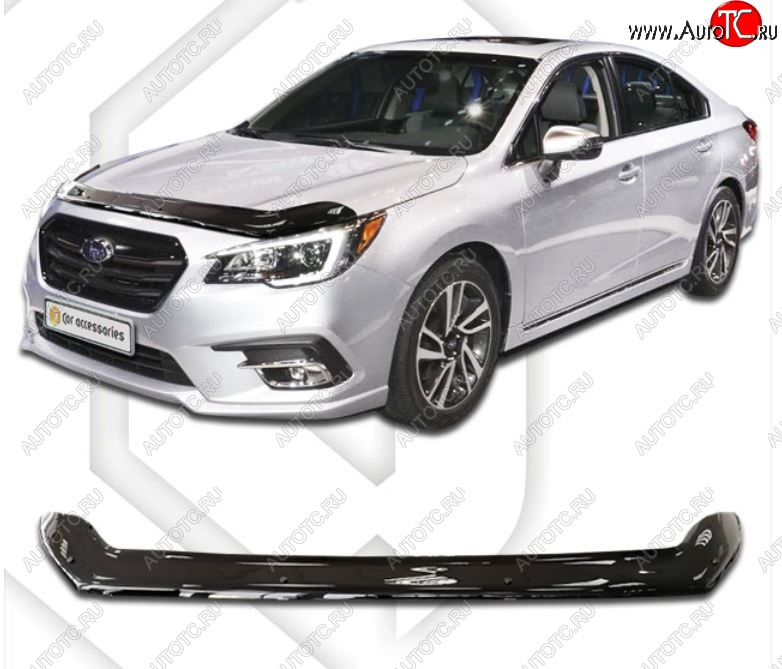 2 159 р. Дефлектор капота CA-Plastiс  Subaru Legacy  BN/B15 (2017-2025) рестайлинг седан (Classic черный, Без надписи)  с доставкой в г. Воронеж