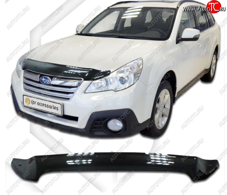 1 999 р. Дефлектор капота (USA) CA-Plastiс Subaru Outback BR/B14 дорестайлинг универсал (2009-2013) (Classic черный, Без надписи)  с доставкой в г. Воронеж