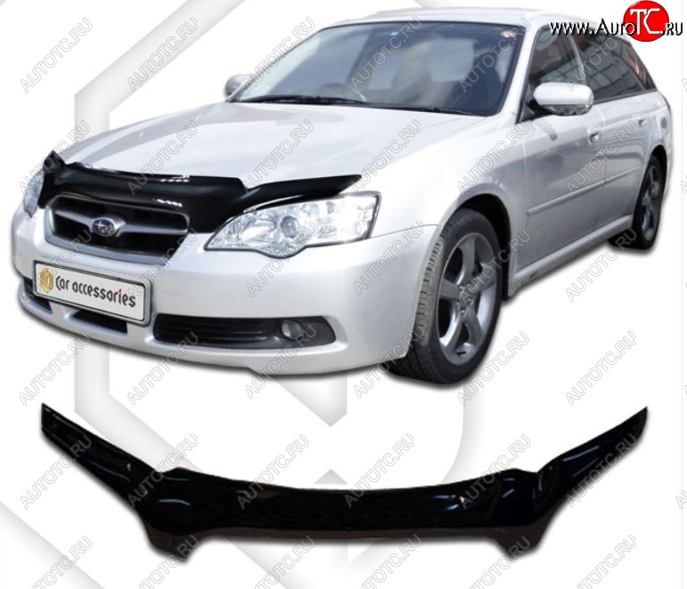 2 159 р. Дефлектор капота CA-Plastiс  Subaru Outback  BP (2003-2006) дорестайлинг универсал (Classic черный, Без надписи)  с доставкой в г. Воронеж