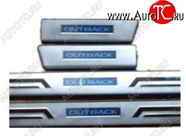5 949 р. Накладки на порожки автомобиля (рестайлинг) СТ Subaru Outback BR/B14 дорестайлинг универсал (2009-2013)  с доставкой в г. Воронеж