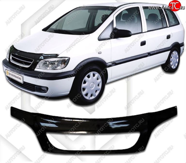 2 399 р. Дефлектор капота CA-Plastiс exclusive  Subaru Traviq (2001-2005) (Classic черный, Без надписи)  с доставкой в г. Воронеж