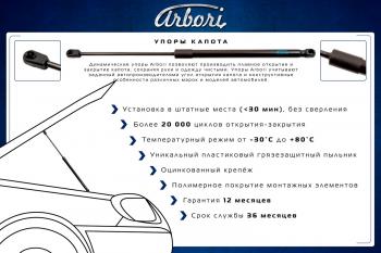 3 499 р. Упоры капота на Arbori  Subaru XV  GT/G24 (2017-2025) дорестайлинг, рестайлинг  с доставкой в г. Воронеж. Увеличить фотографию 2