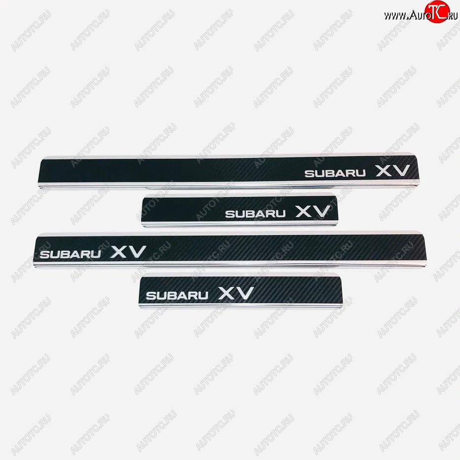 2 489 р. Накладки порожков салона INOX  Subaru XV  GP/G33 (2012-2017) дорестайлинг, рестайлинг (Нержавеющая сталь + карбон)  с доставкой в г. Воронеж