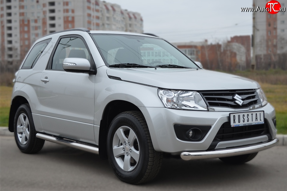 15 749 р. Одинарная защита переднего бампера диаметром 76 мм (3 дв.) SLITKOFF Suzuki Grand Vitara JT 3 двери 2-ой рестайлинг (2012-2016)  с доставкой в г. Воронеж