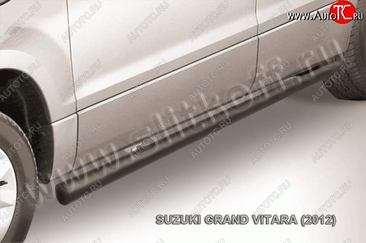 9 899 р. Защита порогов Slitkoff Suzuki Grand Vitara JT 5 дверей 2-ой рестайлинг (2012-2016) (Цвет: серебристый)  с доставкой в г. Воронеж