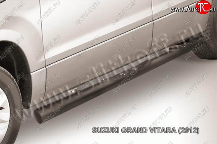 12 399 р. Защита порогов Slitkoff Suzuki Grand Vitara JT 5 дверей 2-ой рестайлинг (2012-2016) (Цвет: серебристый)  с доставкой в г. Воронеж