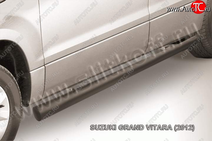10 599 р. Защита порогов Slitkoff Suzuki Grand Vitara JT 5 дверей 2-ой рестайлинг (2012-2016) (Цвет: серебристый)  с доставкой в г. Воронеж