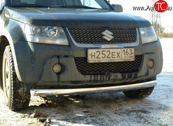 9 499 р. Защита переднего бампера d75x42 мм Металл Дизайн  Suzuki Grand Vitara ( JT 5 дверей,  JT 3 двери) (2005-2008) дорестайлинг (полированная нержавейка)  с доставкой в г. Воронеж