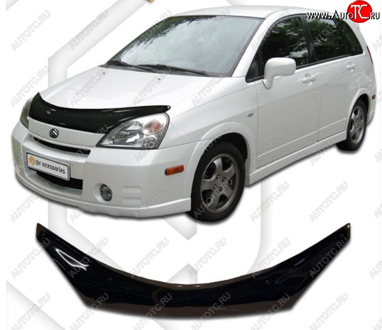 2 159 р. Дефлектор капота CA-Plastic  Suzuki Aerio  RA21S, RC51S (2001-2007) седан дорестайлинг, cедан рестайлинг (Classic черный, Без надписи)  с доставкой в г. Воронеж