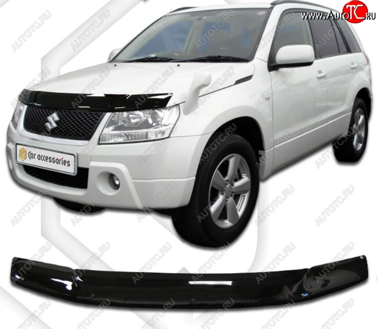 1 999 р. Дефлектор капота CA-Plastic  Suzuki Escudo ( 5,  3) (2006-2012) дв. дорестайлинг, дорестайлинг, 1-ый рестайлинг (Classic черный, Без надписи)  с доставкой в г. Воронеж