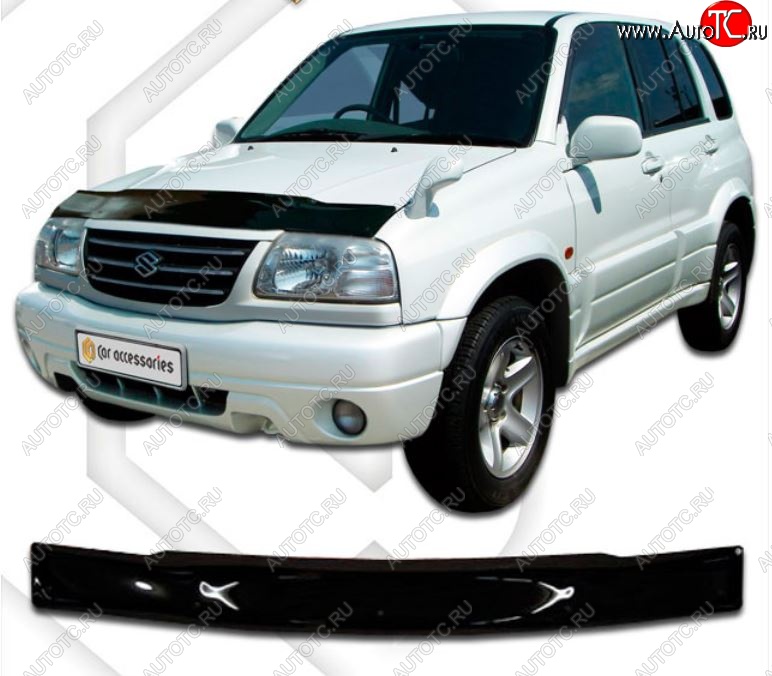 1 999 р. Дефлектор капота CA-Plastic  Suzuki Escudo  2 (1997-2006) (Classic черный, Без надписи)  с доставкой в г. Воронеж