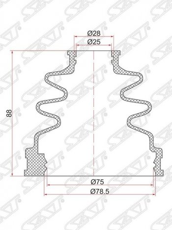 389 р. Пыльник ШРУСа (внутренний) SAT  Suzuki Grand Vitara ( FTB03 3 двери,  3TD62, TL52 5 дверей,  JT 5 дверей,  JT 3 двери) (1997-2012), Toyota Mark 2  X100 (1996-2000)  с доставкой в г. Воронеж. Увеличить фотографию 1