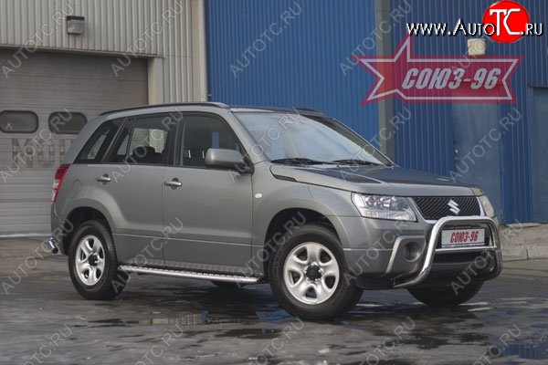 8 774 р. Защита переднего бампера Souz-96 (d60) Suzuki Grand Vitara JT 3 двери дорестайлинг (2005-2008)  с доставкой в г. Воронеж