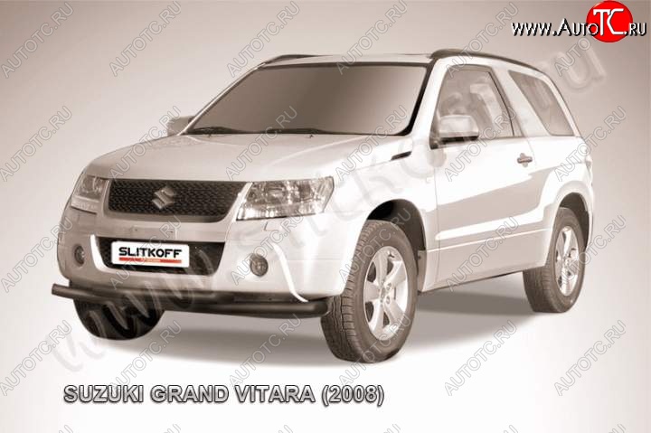 8 199 р. Защита переднего бампер Slitkoff  Suzuki Grand Vitara  JT 3 двери (2005-2008) дорестайлинг (Цвет: серебристый)  с доставкой в г. Воронеж
