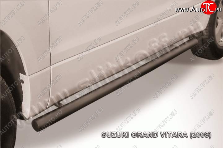 10 599 р. Защита порогов Slitkoff Suzuki Grand Vitara JT 3 двери дорестайлинг (2005-2008) (Цвет: серебристый)  с доставкой в г. Воронеж