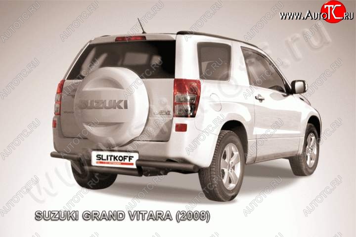 8 849 р. Защита задняя Slitkoff  Suzuki Grand Vitara  JT 3 двери (2005-2008) дорестайлинг (Цвет: серебристый)  с доставкой в г. Воронеж