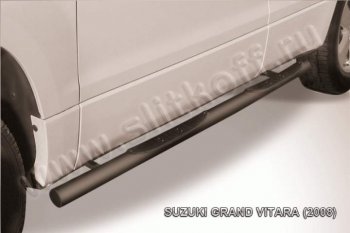 12 399 р. Защита порогов Slitkoff  Suzuki Grand Vitara  JT 5 дверей (2005-2008) дорестайлинг (Цвет: серебристый)  с доставкой в г. Воронеж. Увеличить фотографию 1