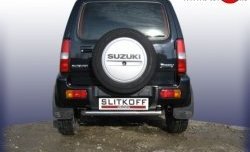 4 749 р. Одинарная защита заднего бампера из трубы диаметром 57 мм Slitkoff Suzuki Jimny JB23/JB43 дорестайлинг (1998-2001) (Цвет: нержавеющая полированная сталь)  с доставкой в г. Воронеж. Увеличить фотографию 1