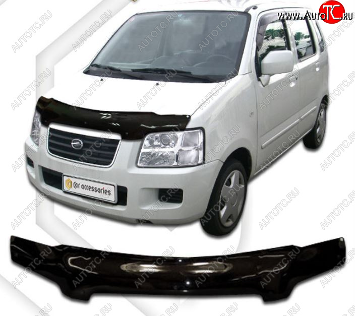2 159 р. Дефлектор капота CA-Plastic Suzuki Solio (2005-2010) (Classic черный, Без надписи)  с доставкой в г. Воронеж