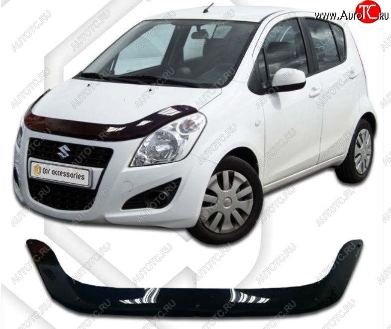 2 159 р. Дефлектор капота CA-Plastiс Suzuki Splash (2015-2018) (Classic черный, Без надписи)  с доставкой в г. Воронеж