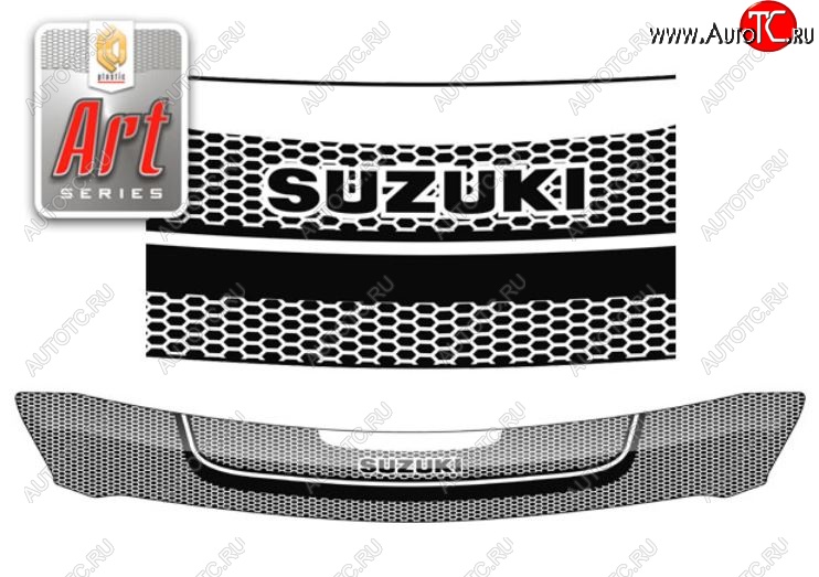 2 159 р. Дефлектор капота CA-Plastiс  Suzuki Swift  ZC72S (2010-2016) дорестайлинг, хэтчбэк 5 дв., рестайлинг, хэтчбэк 5 дв. (Серия Art графит)  с доставкой в г. Воронеж