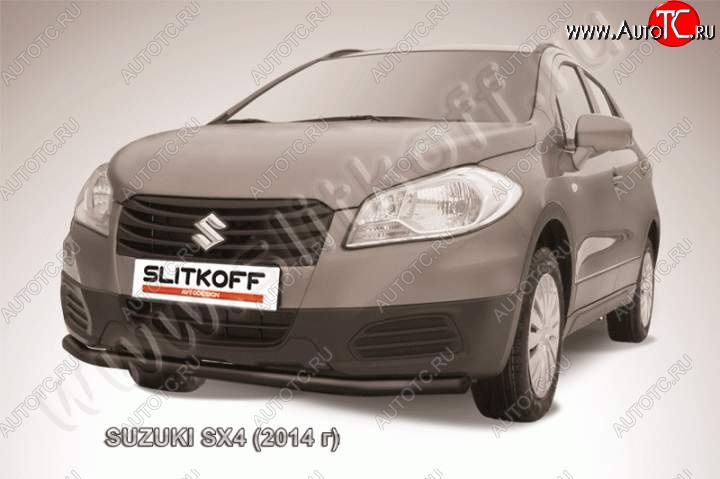 6 999 р. защита переднего бампера Slitkoff  Suzuki SX4  JYB, JYA (2013-2016) хэтчбэк дорестайлинг (Цвет: серебристый)  с доставкой в г. Воронеж