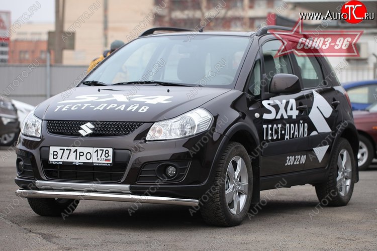 9 404 р. Защита переднего бампера одинарная Souz-96 (d60). Suzuki SX4 JYB, JYA хэтчбэк дорестайлинг (2013-2016)  с доставкой в г. Воронеж