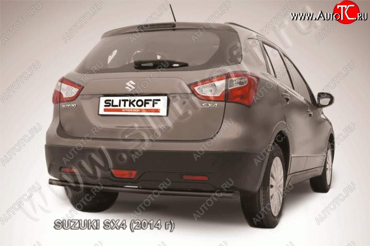 5 549 р. Защита задняя Slitkoff  Suzuki SX4  JYB, JYA (2013-2016) хэтчбэк дорестайлинг (Цвет: серебристый)  с доставкой в г. Воронеж