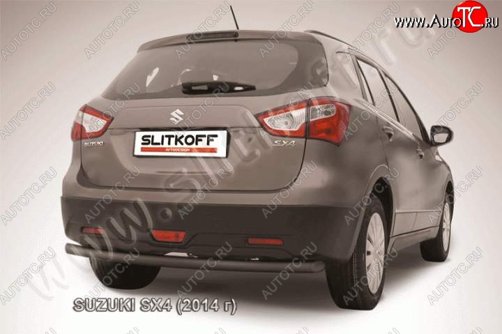 7 599 р. Защита задняя Slitkoff  Suzuki SX4  JYB, JYA (2013-2016) хэтчбэк дорестайлинг (Цвет: серебристый)  с доставкой в г. Воронеж