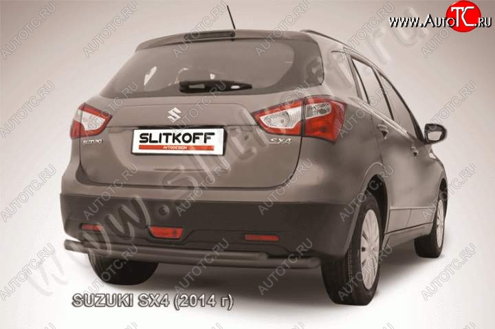 7 999 р. Защита задняя Slitkoff Suzuki SX4 JYB, JYA хэтчбэк дорестайлинг (2013-2016) (Цвет: серебристый)  с доставкой в г. Воронеж