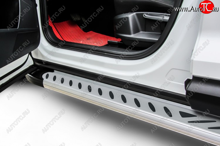 17 399 р. Пороги алюминиевые Slitkoff  Suzuki SX4  JYB, JYA (2013-2016) хэтчбэк дорестайлинг (Elite Silver)  с доставкой в г. Воронеж
