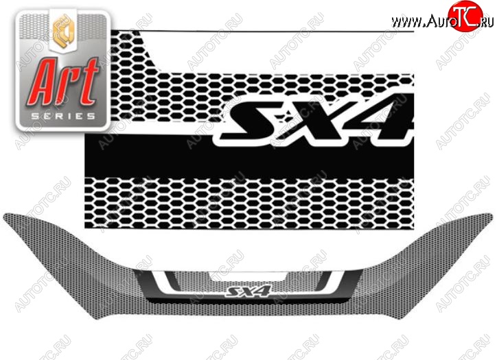 2 479 р. Дефлектор капота CA-Plastiс  Suzuki SX4  JAB, JYA (2016-2021) хэтчбэк рестайлинг (Серия Art серебро)  с доставкой в г. Воронеж