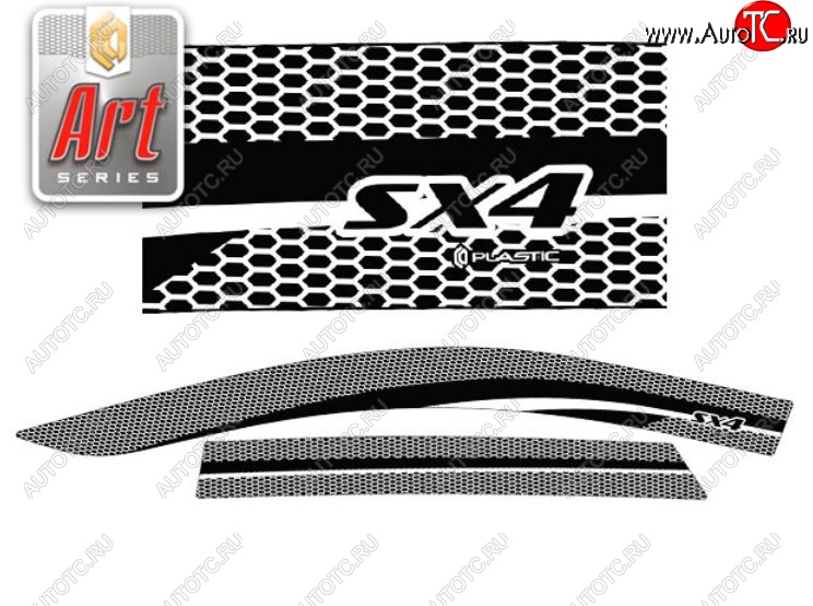 2 299 р. Дефлектора окон CA-Plastic  Suzuki SX4  JAB, JYA (2016-2021) хэтчбэк рестайлинг (Серия Art черная, Без хром.молдинга)  с доставкой в г. Воронеж