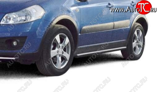 10 899 р. Защита порогов ТехноСфера (Техно Сфера) (Сталь с покрытием, 63.5 mm)  Suzuki SX4  GYA,GYB (2010-2016)  рестайлинг, хэтчбэк (цвет: Серебристый)  с доставкой в г. Воронеж