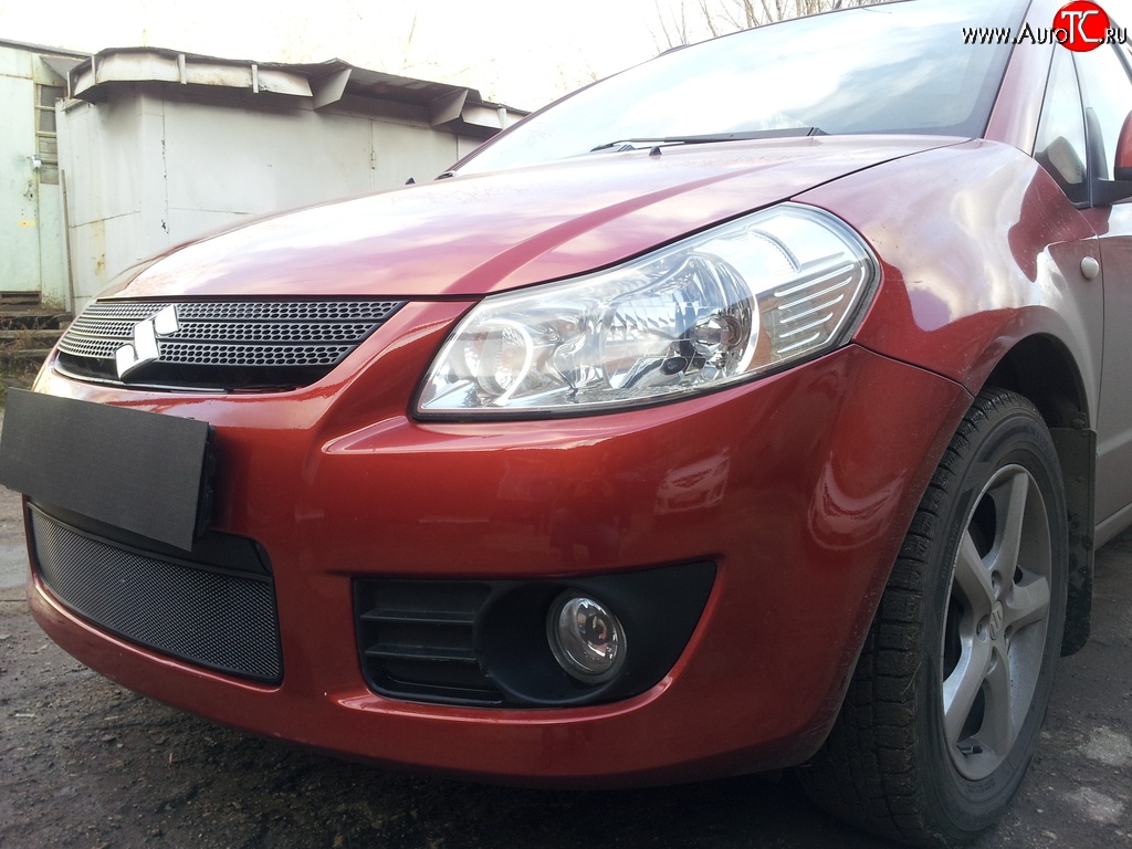 1 469 р. Сетка на бампер (хетчбек) Russtal (черная) Suzuki SX4 GYA,GYB  рестайлинг, хэтчбэк (2010-2016)  с доставкой в г. Воронеж