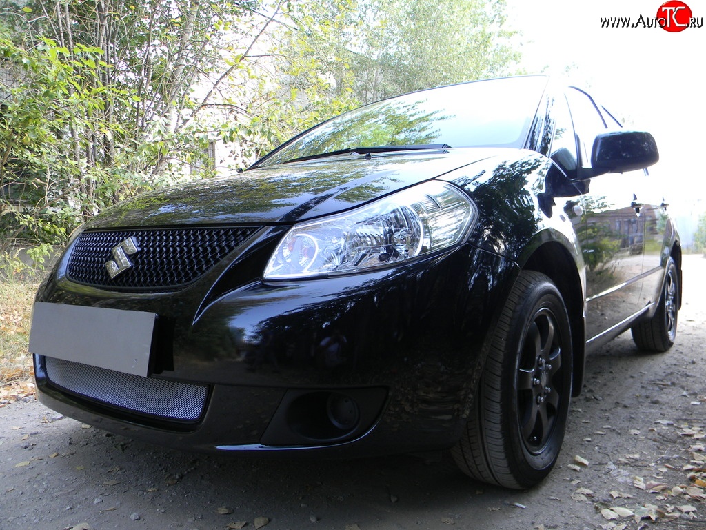 1 539 р. Сетка на бампер Russtal (хром) Suzuki SX4 GYA,GYB  рестайлинг, хэтчбэк (2010-2016)  с доставкой в г. Воронеж