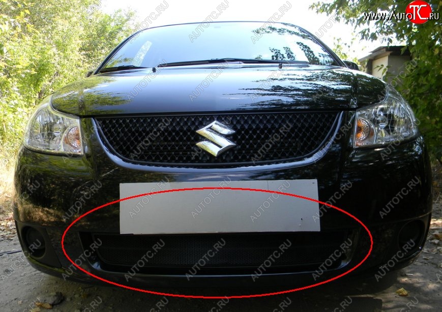 1 469 р. Защитная решётка в воздуховод автомобиля (седан) Russtal (черная) Suzuki SX4 GYA,GYB  рестайлинг, хэтчбэк (2010-2016)  с доставкой в г. Воронеж