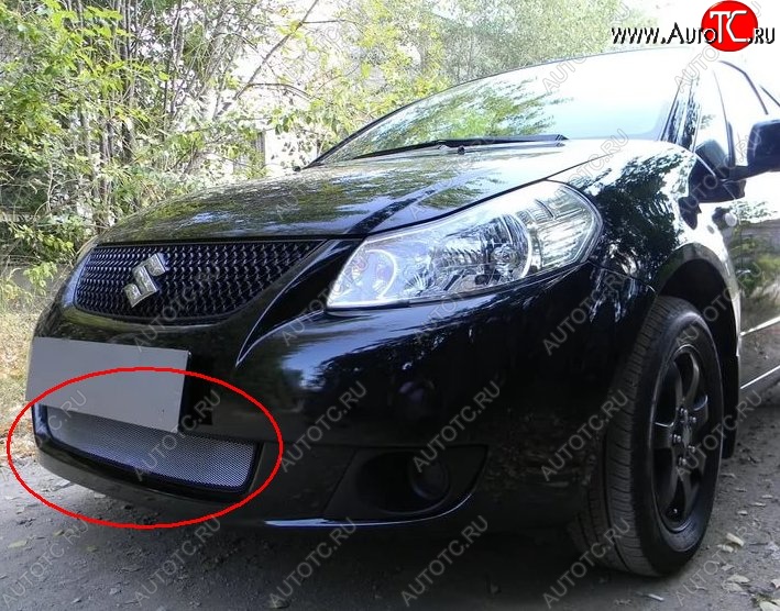 1 539 р. Защитная решётка в воздуховод автомобиля (седан) Russtal (хром) Suzuki SX4 GYA,GYB  рестайлинг, хэтчбэк (2010-2016)  с доставкой в г. Воронеж