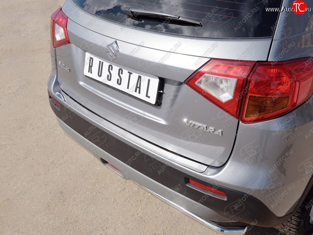 1 659 р. Накладка защитная на задний бампер Russtal (лист нерж зеркальный) Suzuki Vitara LY дорестайлинг (2015-2019)  с доставкой в г. Воронеж